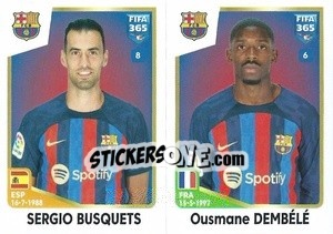 Sticker Sergio Busquets / Ousmane Dembélé - FIFA 365: 2022-2023 n. 160 - Panini