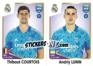Sticker Thibaut Courtois / Andriy Lunin - FIFA 365: 2022-2023 n. 166 - Panini