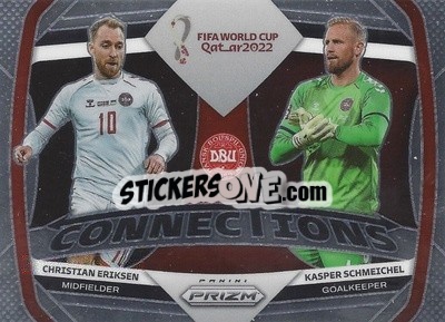 Sticker Christian Eriksen/Kasper Schmeichel - FIFA World Cup Qatar 2022. Prizm - Panini