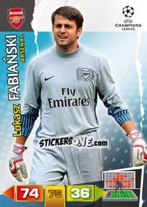 Sticker Lukasz Fabiański - UEFA Champions League 2011-2012. Adrenalyn XL n. 11 - Panini