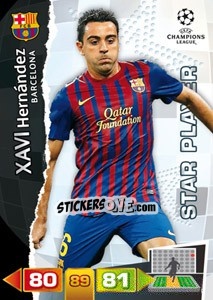 Sticker Xavi Hernández - UEFA Champions League 2011-2012. Adrenalyn XL n. 28 - Panini