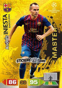 Sticker Andrés Iniesta - UEFA Champions League 2011-2012. Adrenalyn XL n. 327 - Panini