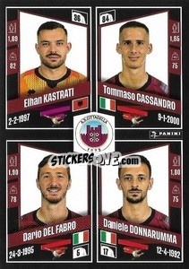 Cromo Elhan Kastrati / Tommaso Cassandro / Dario Del Fabro / Daniele Donnarumma - Calciatori 2022-2023 - Panini