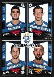 Sticker Fran Karačić / Massimiliano Mangraviti / Andrea Papetti / Ahmad Benali - Calciatori 2022-2023 - Panini