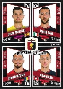 Sticker Josep Martínez / Mattia Bani / Radu Drăgușin / Silvan Hefti - Calciatori 2022-2023 - Panini