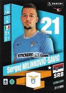 Cromo Sergej Milinković-Savić - Calciatori 2022-2023 - Panini