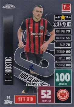 Figurina Filip Kostic - German Bundesliga 2020-2021. Match Attax Chrome n. 92 - Topps