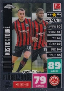 Sticker Filip Kostic / Almamy Touré - German Bundesliga 2020-2021. Match Attax Chrome n. 103 - Topps