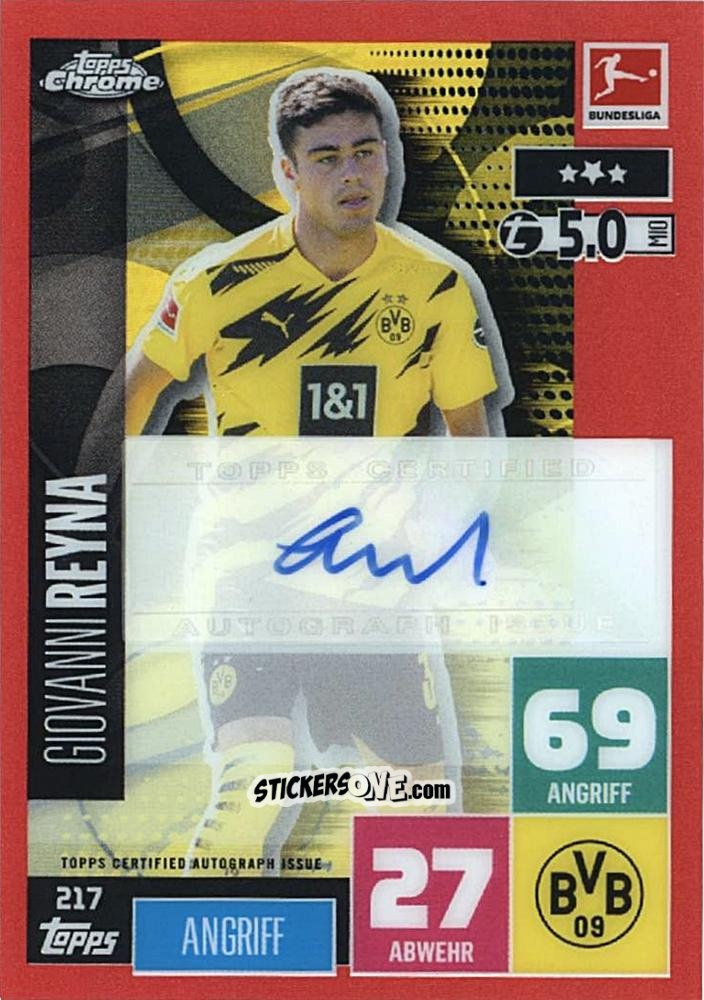 Figurina Giovanni Reyna - German Bundesliga 2020-2021. Match Attax Chrome n. 217 - Topps
