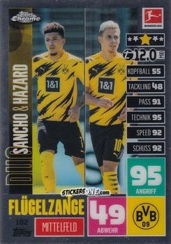 Cromo Jadon Sancho / Thorgan Hazard - German Bundesliga 2020-2021. Match Attax Chrome n. 102 - Topps