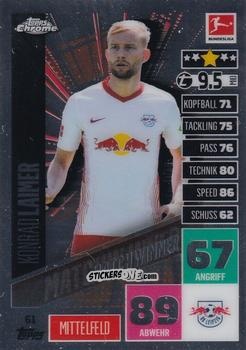 Cromo Konrad Laimer - German Bundesliga 2020-2021. Match Attax Chrome n. 61 - Topps