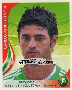 Sticker Carlos Vela - Copa Mundial Sudáfrica 2010 - Navarrete