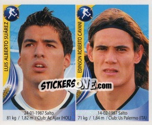 Sticker Luis Suarez / Edinson Cavani - Copa Mundial Sudáfrica 2010 n. 54 - Navarrete