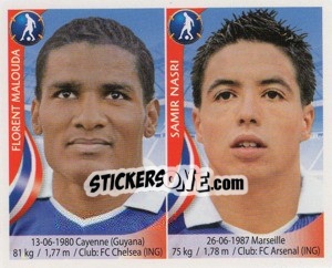 Sticker Florent Malouda / Samir Nasri - Copa Mundial Sudáfrica 2010 - Navarrete