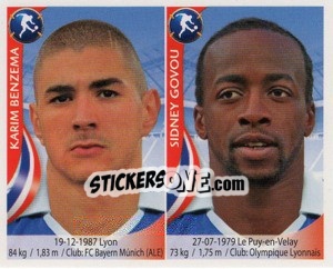 Sticker Karim Benzema / Sidney Govou - Copa Mundial Sudáfrica 2010 n. 64 - Navarrete