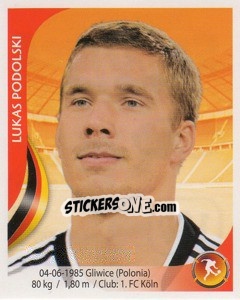 Sticker Lukas Podolski - Copa Mundial Sudáfrica 2010 - Navarrete