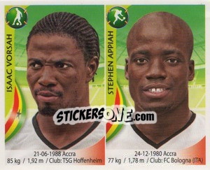 Sticker Isaac Vorsah / stephen Appiah - Copa Mundial Sudáfrica 2010 n. 224 - Navarrete