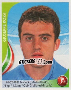 Sticker Giuseppe Rossi - Copa Mundial Sudáfrica 2010 - Navarrete