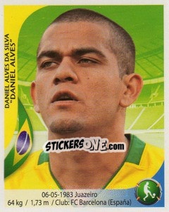 Sticker Dani Alves - Copa Mundial Sudáfrica 2010 - Navarrete