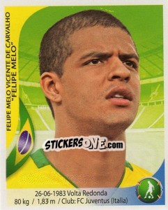 Sticker Felipe Melo - Copa Mundial Sudáfrica 2010 - Navarrete