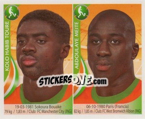 Sticker Kolo Toure / Abdoulaye Meite - Copa Mundial Sudáfrica 2010 - Navarrete
