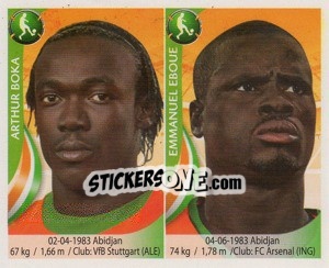 Sticker Arthur Boka / emmanuel Eboue - Copa Mundial Sudáfrica 2010 n. 374 - Navarrete