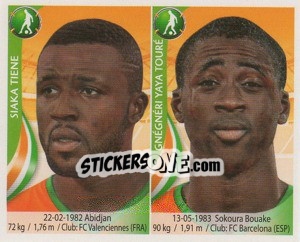 Sticker Siaka Tiene / Yaya Toure - Copa Mundial Sudáfrica 2010 n. 376 - Navarrete