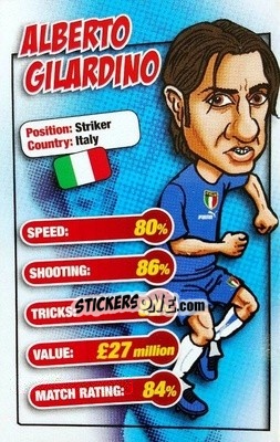 Sticker Alberto Gilardino - World Cup 2006 Trump Cards n. 16 - KONZUM