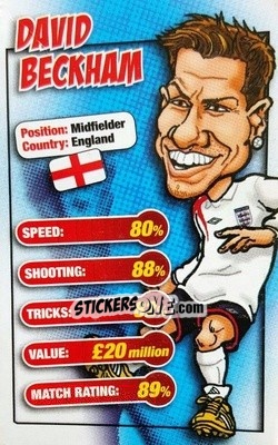 Sticker David Beckham - World Cup 2006 Trump Cards n. 1 - KONZUM