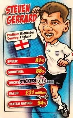 Sticker Steven Gerrard - World Cup 2006 Trump Cards n. 15 - KONZUM