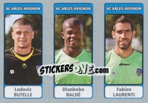 Cromo Ludovic Butelle / Dianbobo Baldé / Fabien Laurenti - FOOT 2011-2012 - Panini