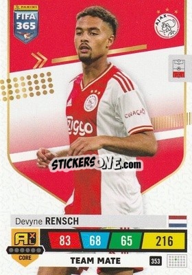 Sticker Devyne Rensch - FIFA 365: 2022-2023. Adrenalyn XL n. 353 - Panini