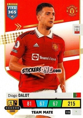 Sticker Diogo Dalot - FIFA 365: 2022-2023. Adrenalyn XL n. 119 - Panini