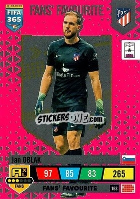 Sticker Jan Oblak - FIFA 365: 2022-2023. Adrenalyn XL n. 163 - Panini