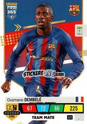 Sticker Ousmane Dembélé - FIFA 365: 2022-2023. Adrenalyn XL n. 177 - Panini