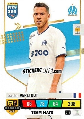 Sticker Jordan Veretout - FIFA 365: 2022-2023. Adrenalyn XL n. 215 - Panini