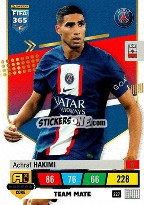 Sticker Achraf Hakimi - FIFA 365: 2022-2023. Adrenalyn XL n. 227 - Panini