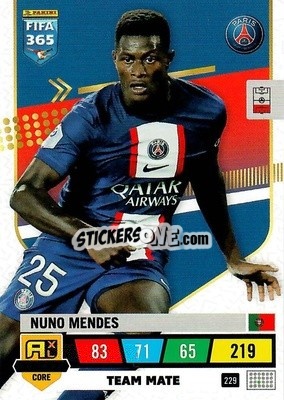 Sticker Nuno Mendes - FIFA 365: 2022-2023. Adrenalyn XL n. 229 - Panini
