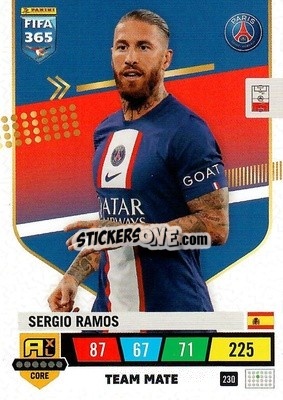 Sticker Sergio Ramos - FIFA 365: 2022-2023. Adrenalyn XL n. 230 - Panini