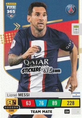 Sticker Lionel Messi - FIFA 365: 2022-2023. Adrenalyn XL n. 234 - Panini