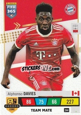 Sticker Alphonso Davies - FIFA 365: 2022-2023. Adrenalyn XL n. 244 - Panini