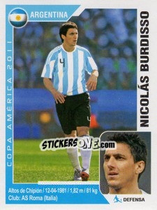 Cromo Nicolas Burdisso - Copa América. Argentina 2011 - Navarrete