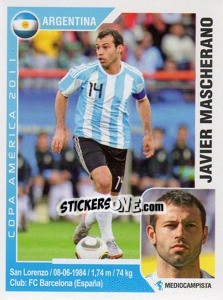 Sticker Javier Mascherano - Copa América. Argentina 2011 n. 40 - Navarrete