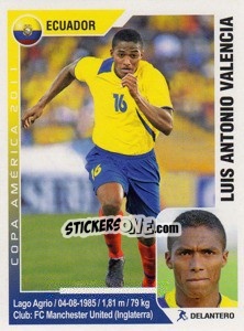 Sticker Luis Antonio Valencia - Copa América. Argentina 2011 - Navarrete