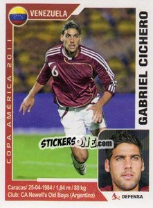 Cromo Gabriel Cichero - Copa América. Argentina 2011 - Navarrete