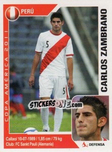 Cromo Carlos Zambrano - Copa América. Argentina 2011 - Navarrete