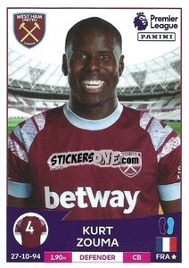 Sticker Kurt Zouma - English Premier League 2022-2023 n. 584 - Panini