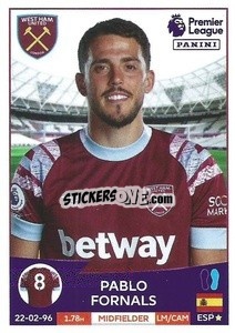 Sticker Pablo Fornals - English Premier League 2022-2023 n. 592 - Panini