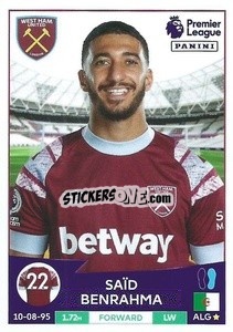 Cromo Saïd Benrahma - English Premier League 2022-2023 - Panini