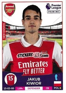 Sticker Jakub Kiwior (Arsenal) - English Premier League 2022-2023 - Panini
